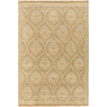 Jade JDE-3003 Rug by Surya in tan, wheat, beige, pale blue, ice blue. Made from 100% handspun wool in a unique style.