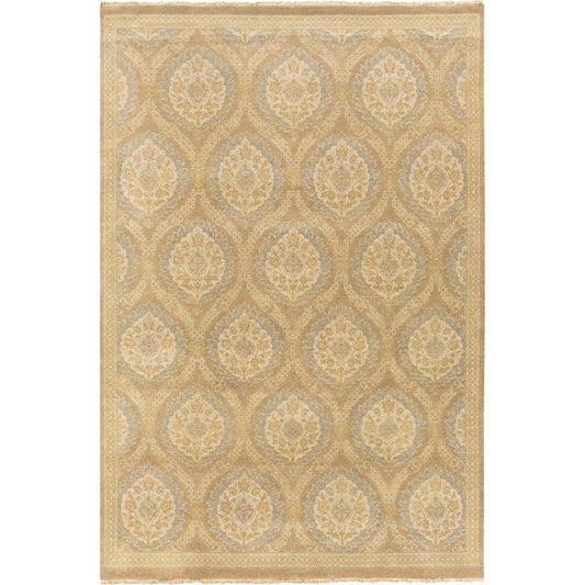 JDE-3003 Rug by Surya in tan, wheat, beige, pale blue, ice blue. Made from 100% handspun wool in a unique style.