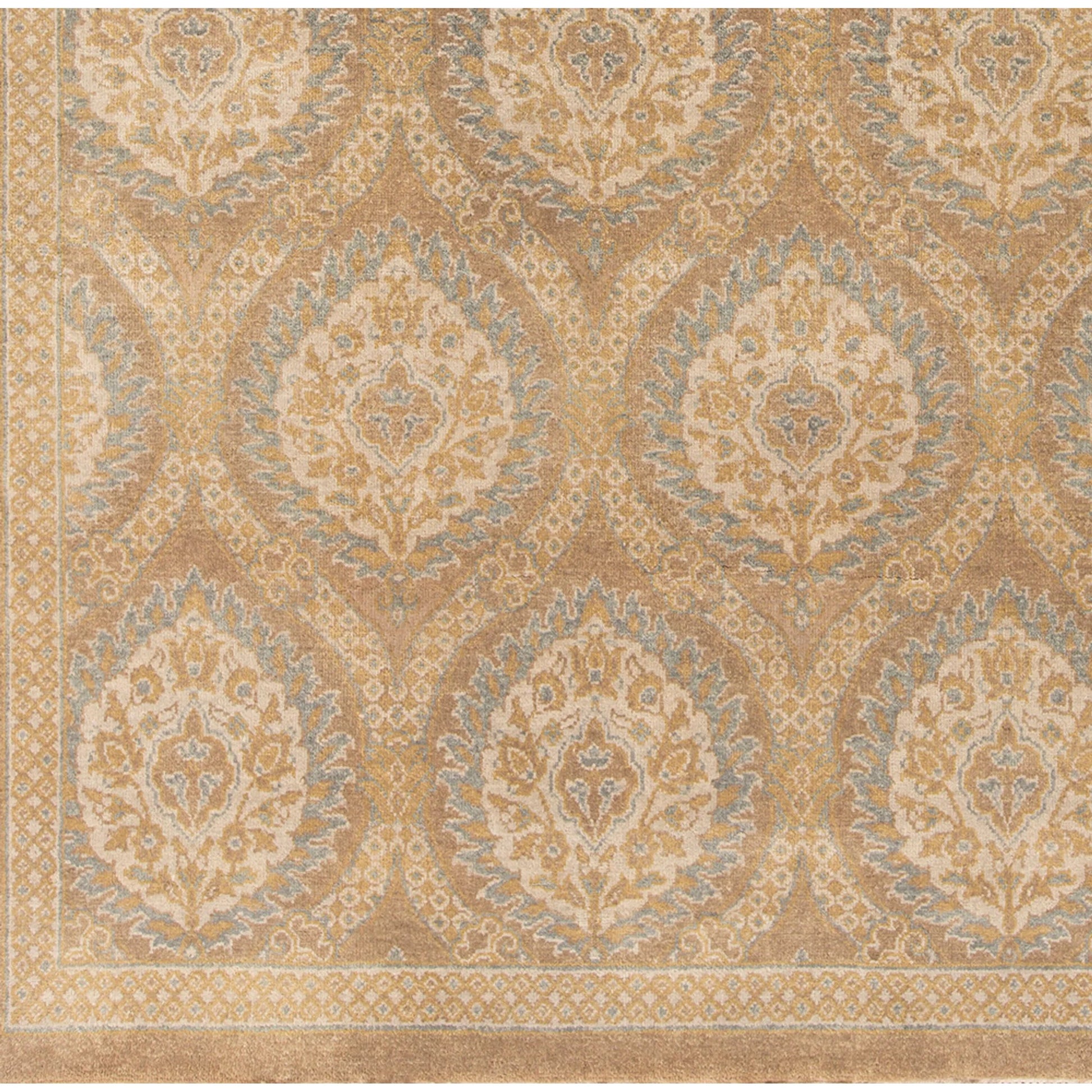 Jade JDE-3003 Rug by Surya in tan, wheat, beige, pale blue, ice blue. Made from 100% handspun wool in a unique style.