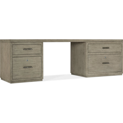 Linville Falls Desk - 96" Top-Small File and Lateral File by Hooker Furniture in mink. Made from oak veneers in a modern style.