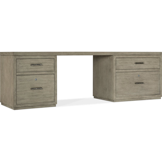 Linville Falls Desk - 96" Top-Small File and Lateral File by Hooker Furniture in mink. Made from oak veneers in a modern style.