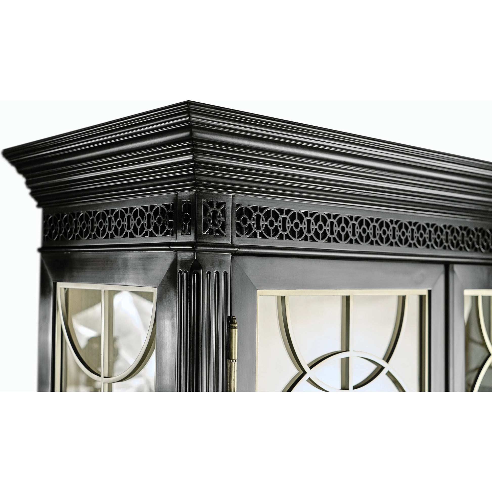 Reimagined Sprite Display Cabinet by Jonathan Charles in lacquered black. Made from acacia in a traditional style.