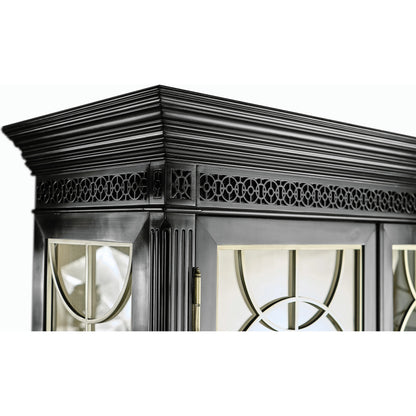 Reimagined Sprite Display Cabinet by Jonathan Charles in lacquered black. Made from acacia in a traditional style.