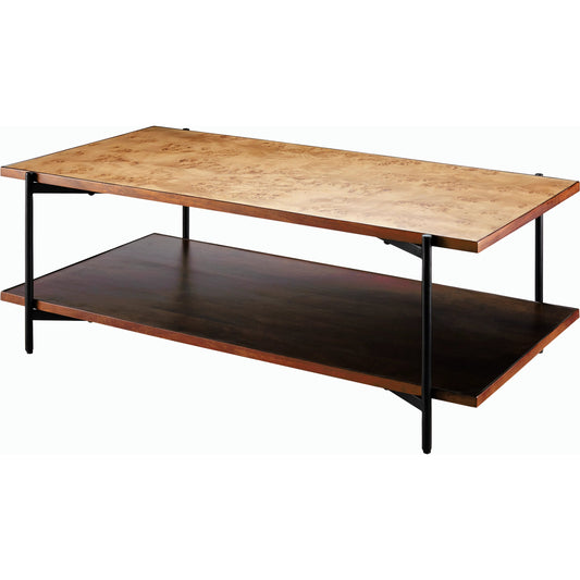 Judith Coffee Table - 499028 by Surya in top: brown, base: gray and powder coatedlacquered. Made from mango wood, metal in a modern style.