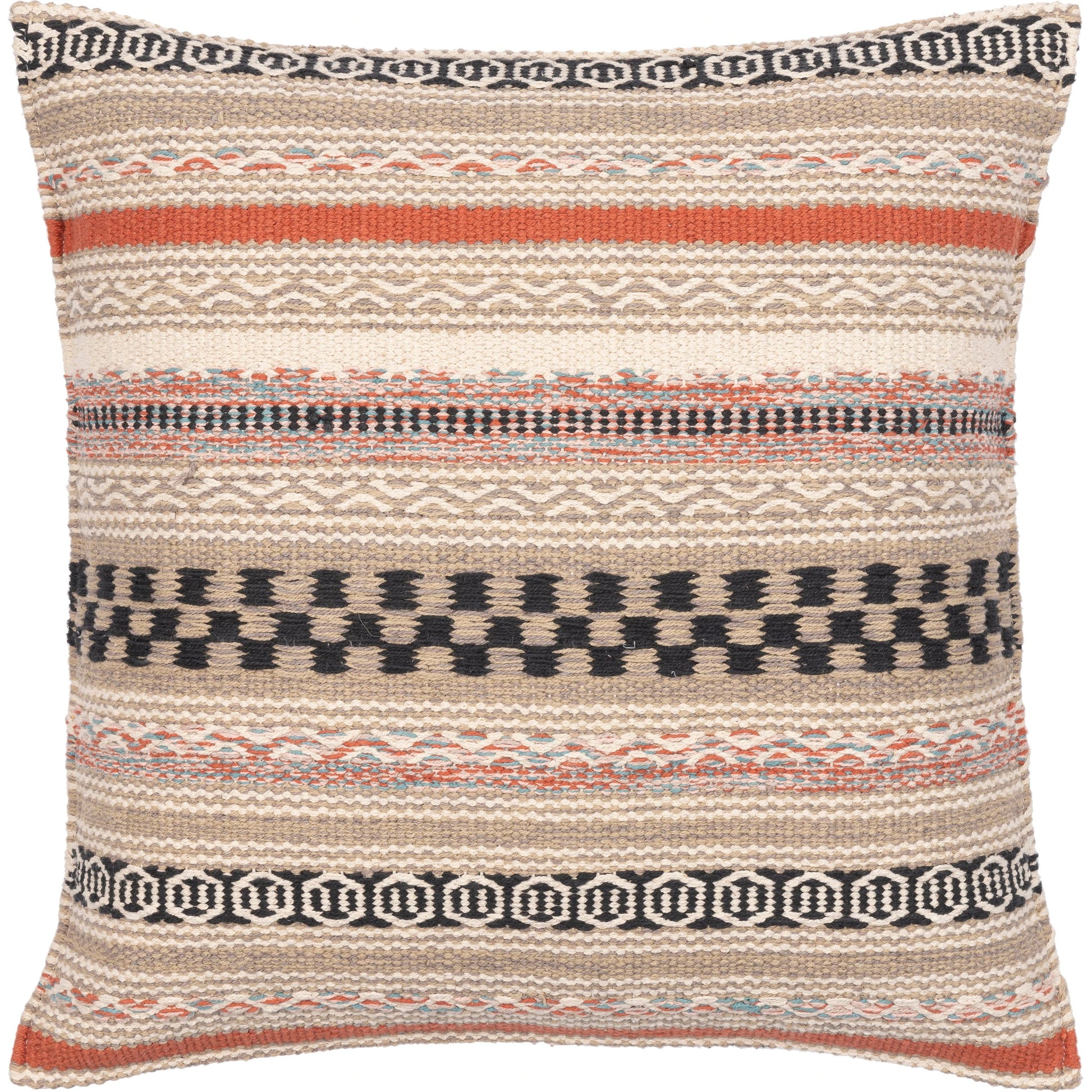 Jaden Pillow - 13453 by Surya in rust, black, blue, light beige, medium gray. Made from 100% cotton in a eclectic & global style.