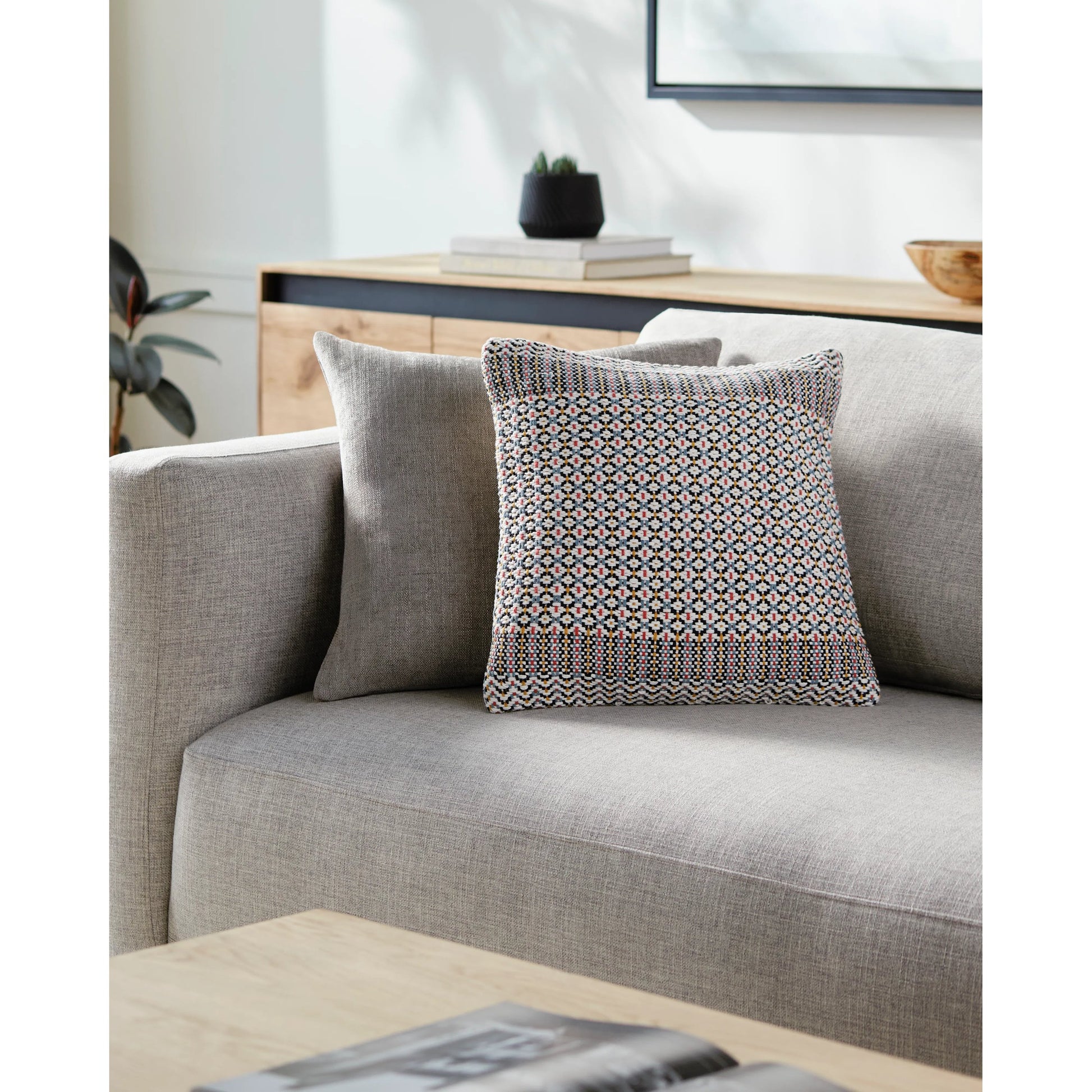 Jaden Pillow - 33058 by Surya in ink blue, white, sky blue, mustard, camel. Made from 100% cotton in a eclectic & global style.