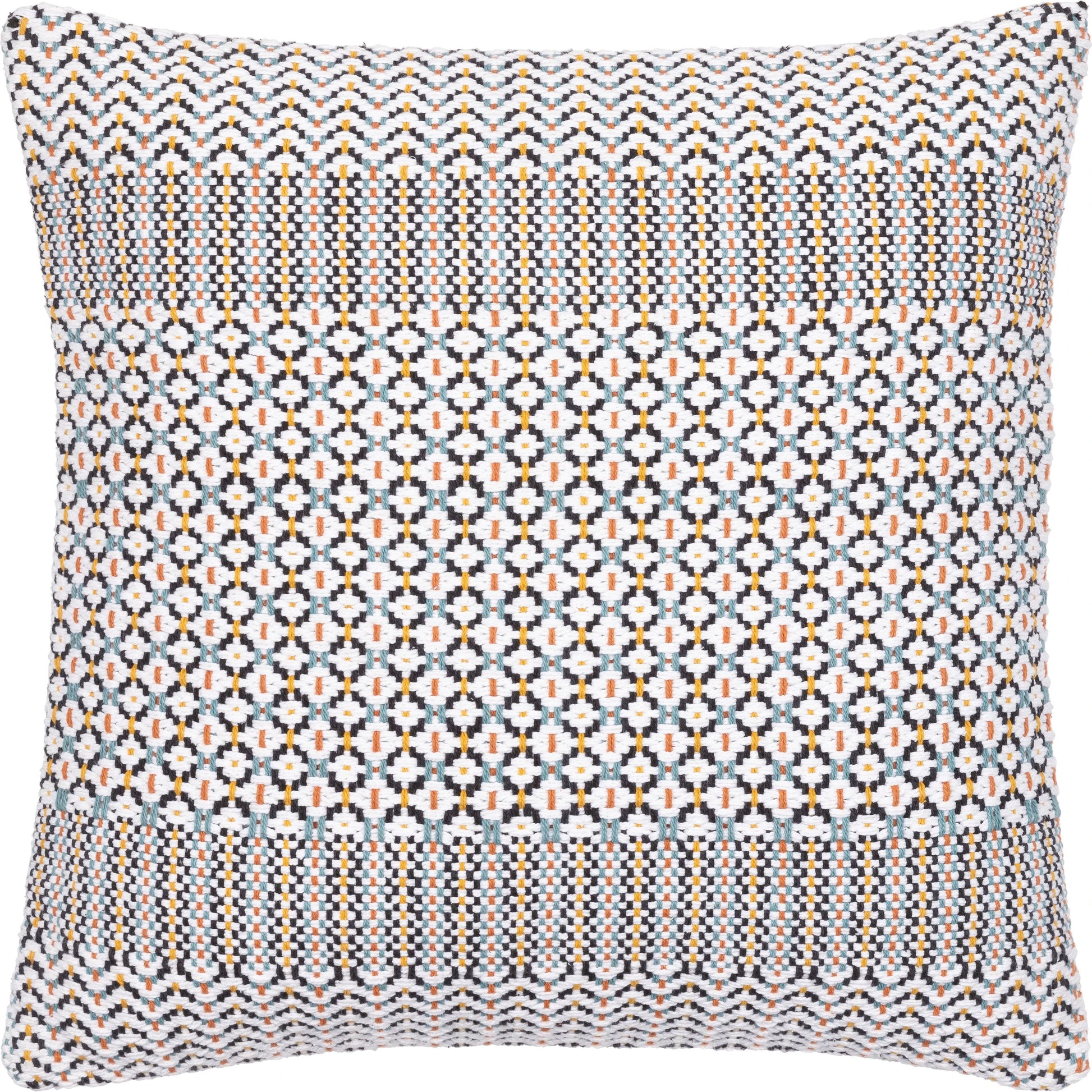 Jaden Pillow - 33058 by Surya in ink blue, white, sky blue, mustard, camel. Made from 100% cotton in a eclectic & global style.