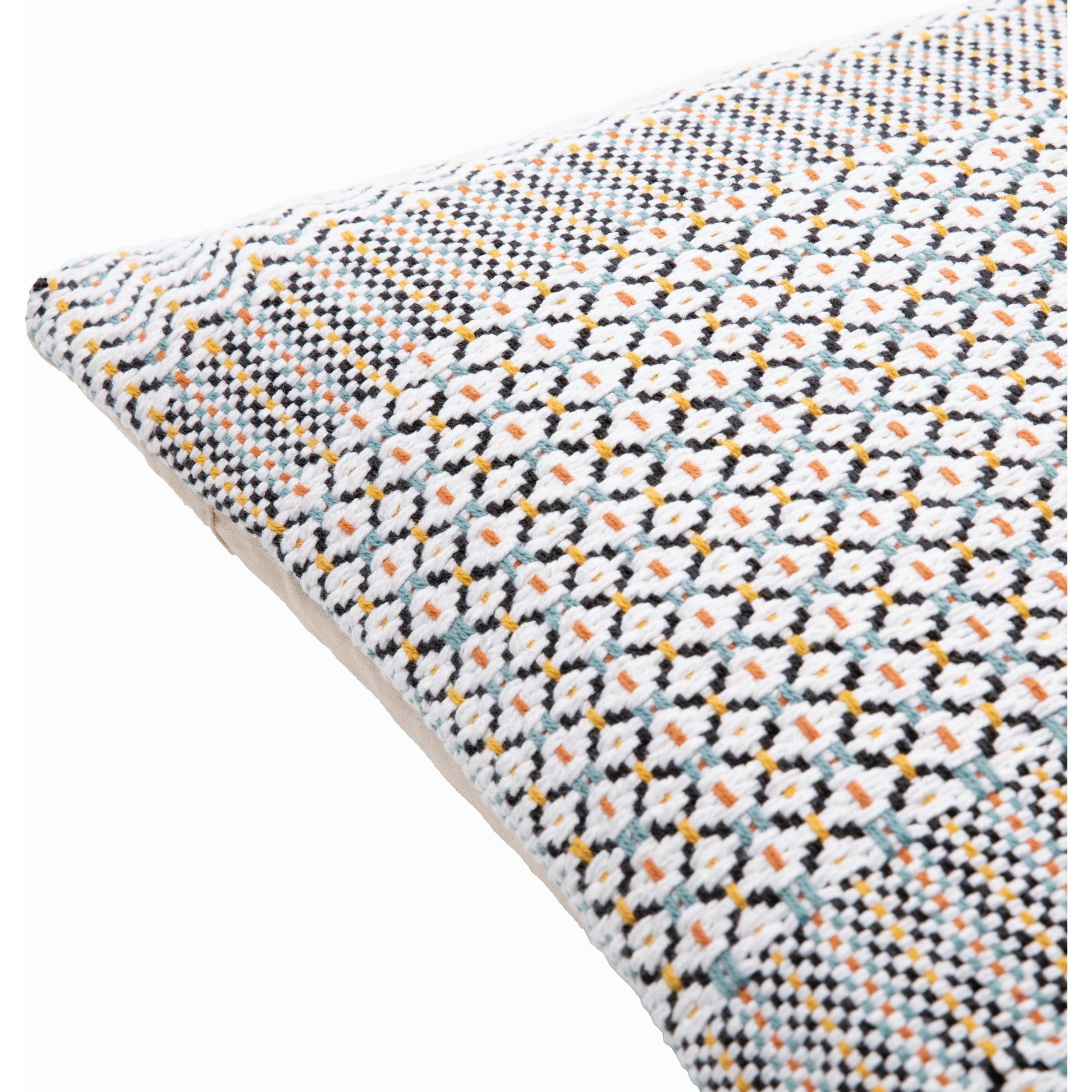 Jaden Pillow - 33058 by Surya in ink blue, white, sky blue, mustard, camel. Made from 100% cotton in a eclectic & global style.