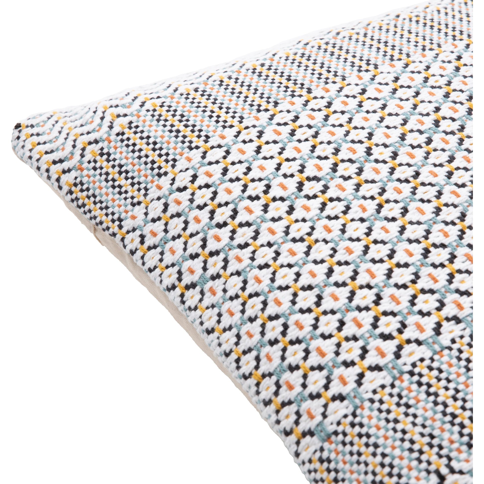 Jaden Pillow - 33058 by Surya in ink blue, white, sky blue, mustard, camel. Made from 100% cotton in a eclectic & global style.