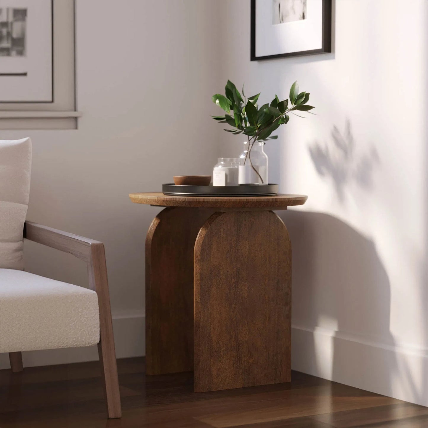 001 SI-2452858 | Lifestyle | Domingo Side Table by LH Imports in pecan. Made from unique in a transitional style.