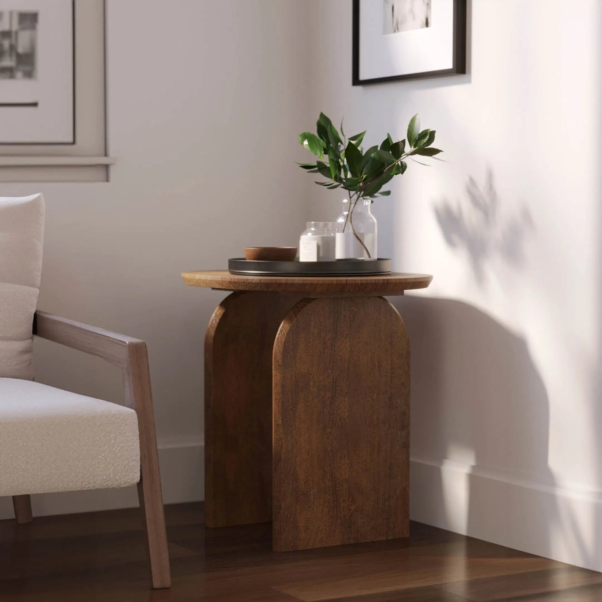 Domingo Side Table by LH Imports in pecan. Made from unique in a transitional style.
