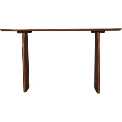 Domingo Console by LH Imports in brown and pecan. Made from solid acacia in a unique style.