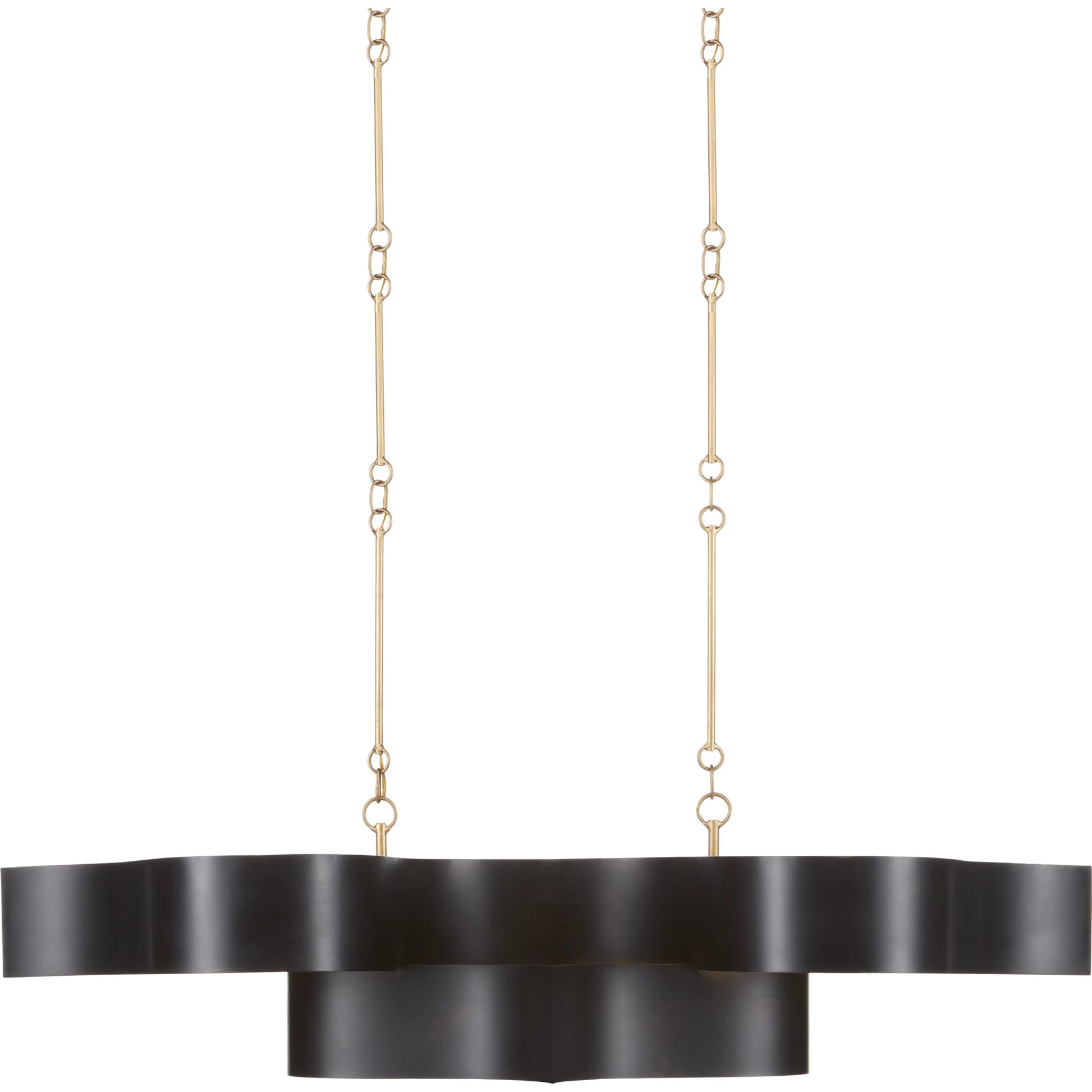Grand Lotus Oval Chandelier by Currey and Company. Made from wrought iron in a modern style.