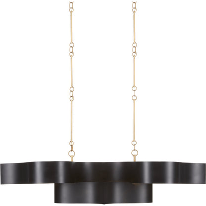 Grand Lotus Oval Chandelier by Currey and Company. Made from wrought iron in a modern style.