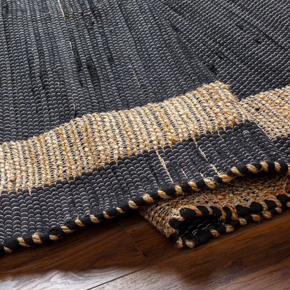 Jean Rug - 32470 by Livabliss. Made from main: 60% recycled fabric, main: 40% jute in a unique style.