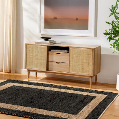 Jean Rug - 32470 by Livabliss. Made from main: 60% recycled fabric, main: 40% jute in a unique style.