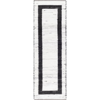 Jean JEA-2303 Rug by Livabliss in ivory, black. Made from main: 100% recycled fabric in a unique style.