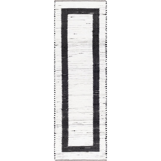 Jean JEA-2303 Rug by Livabliss in ivory, black. Made from main: 100% recycled fabric in a unique style.