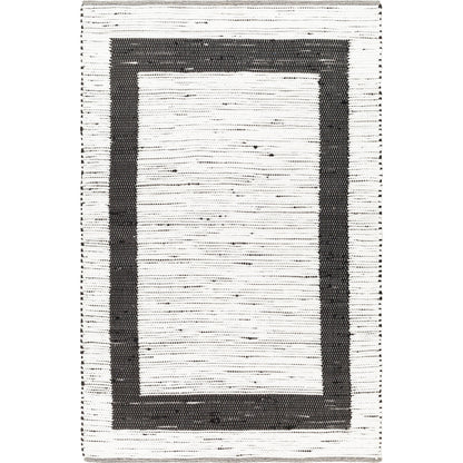 Jean JEA-2303 Rug by Livabliss in ivory, black. Made from main: 100% recycled fabric in a unique style.