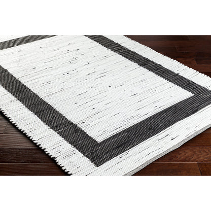 Jean JEA-2303 Rug by Livabliss in ivory, black. Made from main: 100% recycled fabric in a unique style.