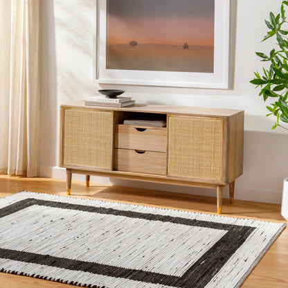 Jean JEA-2303 Rug by Livabliss in ivory, black. Made from main: 100% recycled fabric in a unique style.