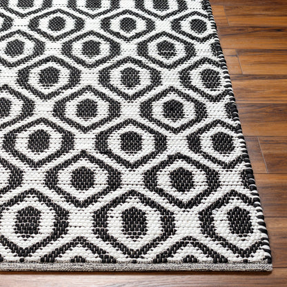 Jean Rug - 32473 by Livabliss in ivory, black. Made from main: 100% recycled fabric in a unique style.