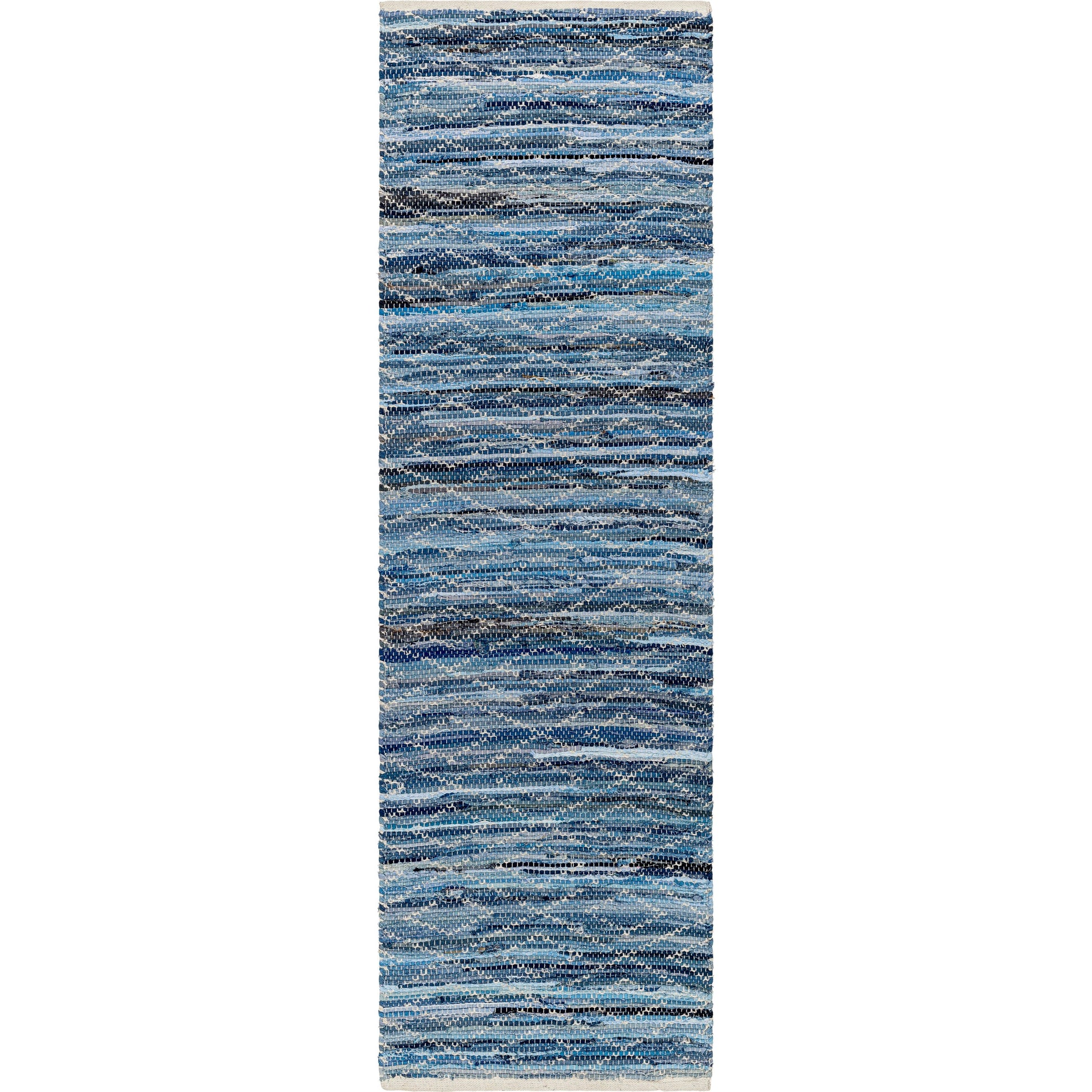 Jean Rug - 32477 by Livabliss in tan, beige, dark blue, blue, light blue. Made from main: 100% recycled fabric in a unique style.