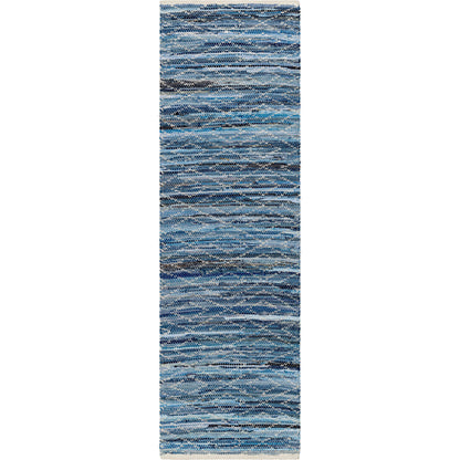 Jean Rug - 32477 by Livabliss in tan, beige, dark blue, blue, light blue. Made from main: 100% recycled fabric in a unique style.