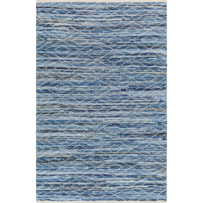 Jean Rug - 32477 by Livabliss in tan, beige, dark blue, blue, light blue. Made from main: 100% recycled fabric in a unique style.