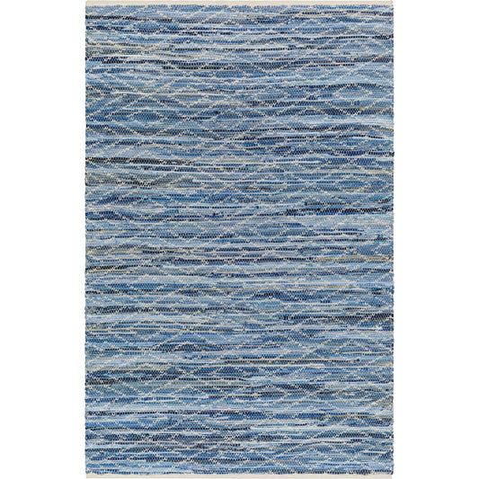 Jean Rug - 32477 by Livabliss in tan, beige, dark blue, blue, light blue. Made from main: 100% recycled fabric in a unique style.