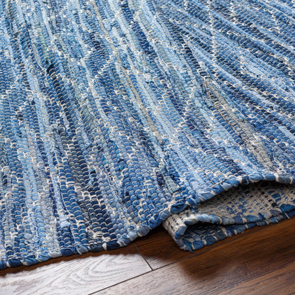 Jean Rug - 32477 by Livabliss in tan, beige, dark blue, blue, light blue. Made from main: 100% recycled fabric in a unique style.