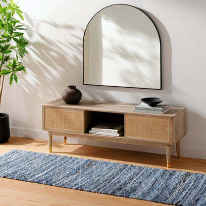 Jean Rug - 32477 by Livabliss in tan, beige, dark blue, blue, light blue. Made from main: 100% recycled fabric in a unique style.