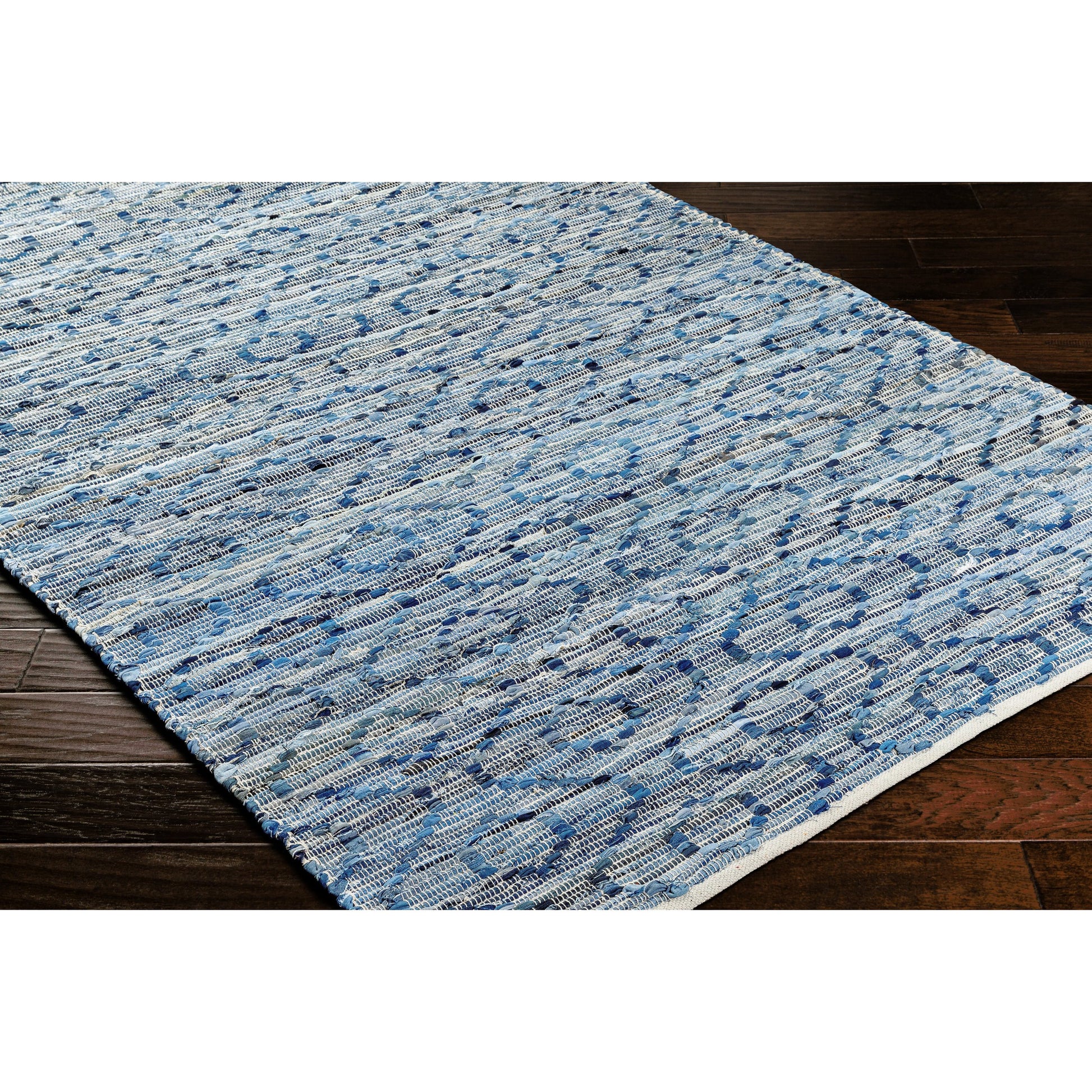 Jean Area Rug - 32477 by Livabliss in tan, beige, dark blue, blue, light blue. Made from main: 100% recycled fabric in a unique style.