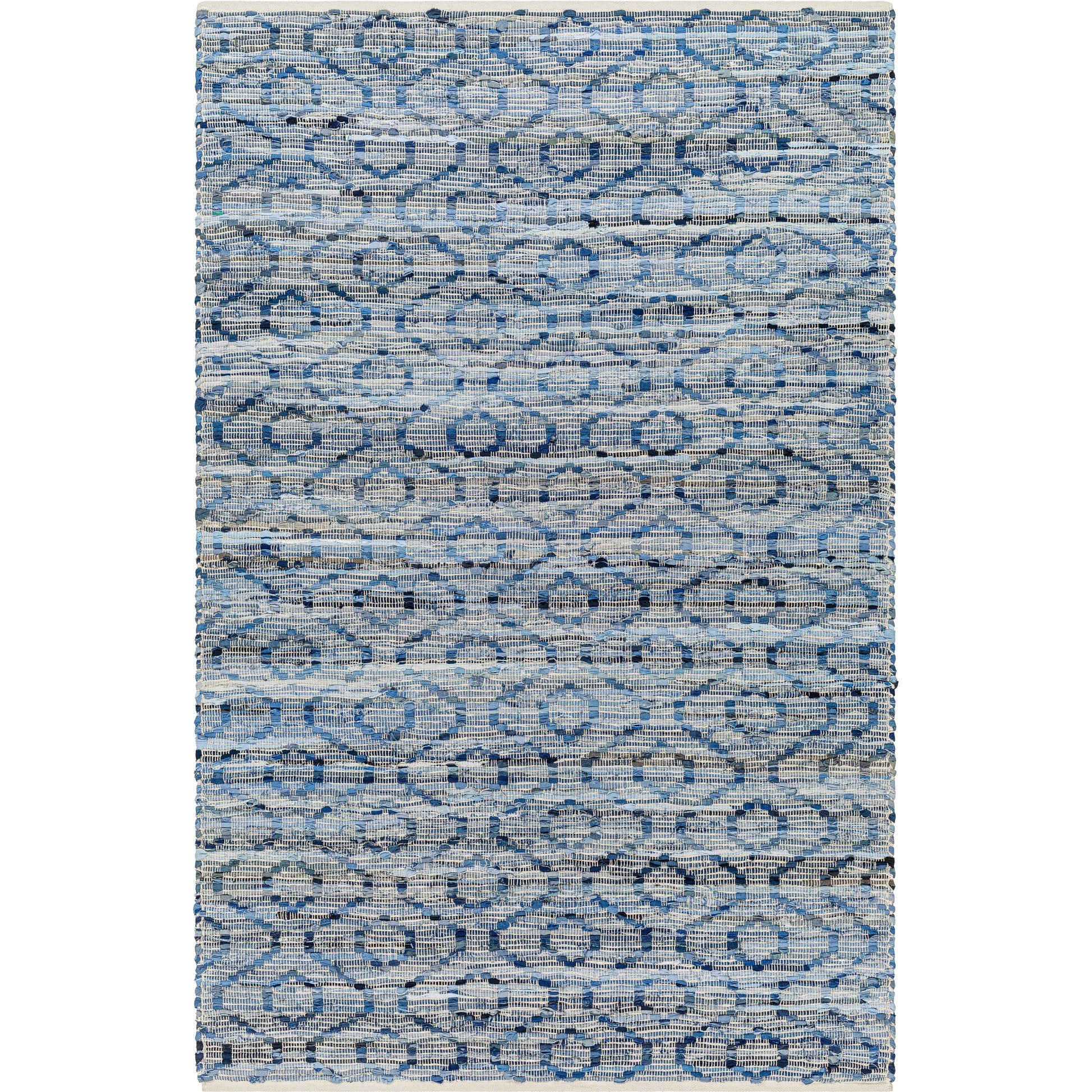Jean Area Rug - 32477 by Livabliss in tan, beige, dark blue, blue, light blue. Made from main: 100% recycled fabric in a unique style.
