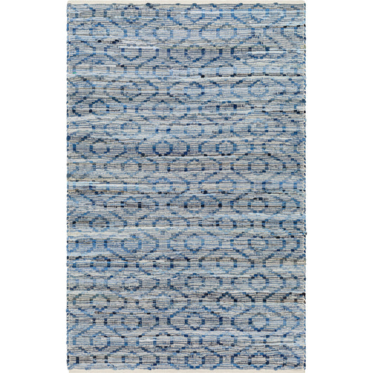Jean Rug - 32477 by Livabliss in tan, beige, dark blue, blue, light blue. Made from main: 100% recycled fabric in a unique style.