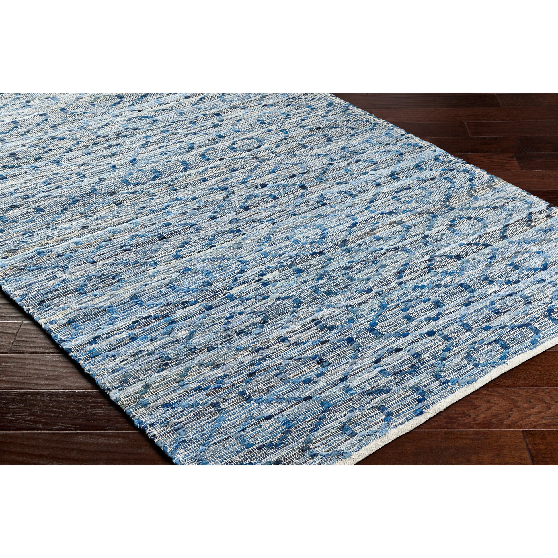 Jean Area Rug - 32477 by Livabliss in tan, beige, dark blue, blue, light blue. Made from main: 100% recycled fabric in a unique style.