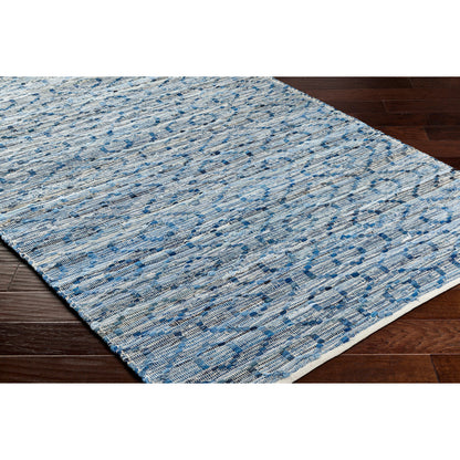 Jean Area Rug - 32477 by Livabliss in tan, beige, dark blue, blue, light blue. Made from main: 100% recycled fabric in a unique style.
