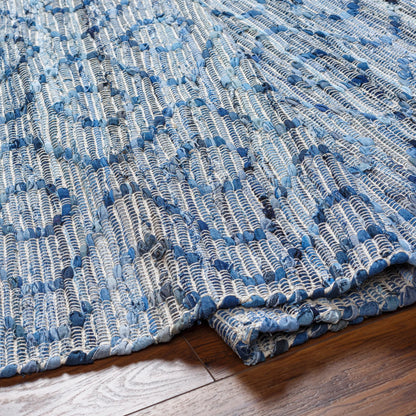 Jean Area Rug - 32477 by Livabliss in tan, beige, dark blue, blue, light blue. Made from main: 100% recycled fabric in a unique style.
