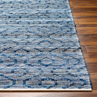 Jean Area Rug - 32477 by Livabliss in tan, beige, dark blue, blue, light blue. Made from main: 100% recycled fabric in a unique style.