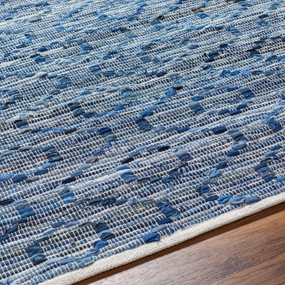 Jean Area Rug - 32477 by Livabliss in tan, beige, dark blue, blue, light blue. Made from main: 100% recycled fabric in a unique style.