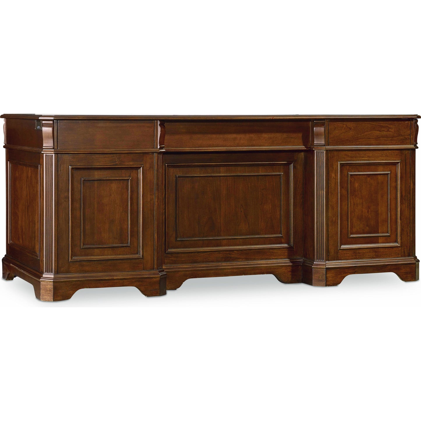 002 SI-1748479 | Additional Silo | Brookhaven Executive Desk by Hooker Furniture in cherry. Made from cherry veneers, bonded leather in a traditional style.