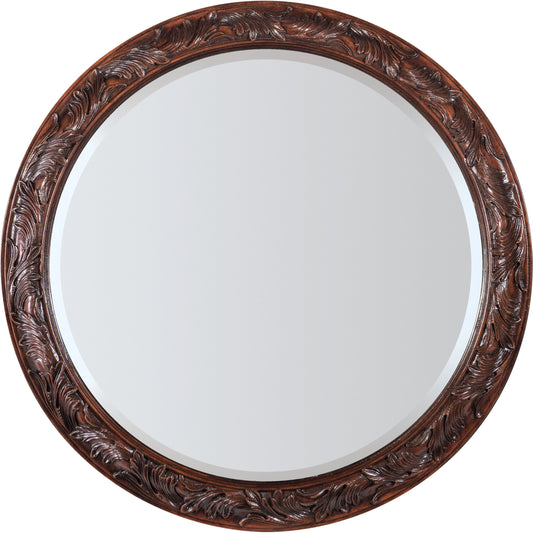 Charleston Round Mirror by Hooker Furniture in maraschino cherry. Made from wood, mirror, resin in a traditional style.
