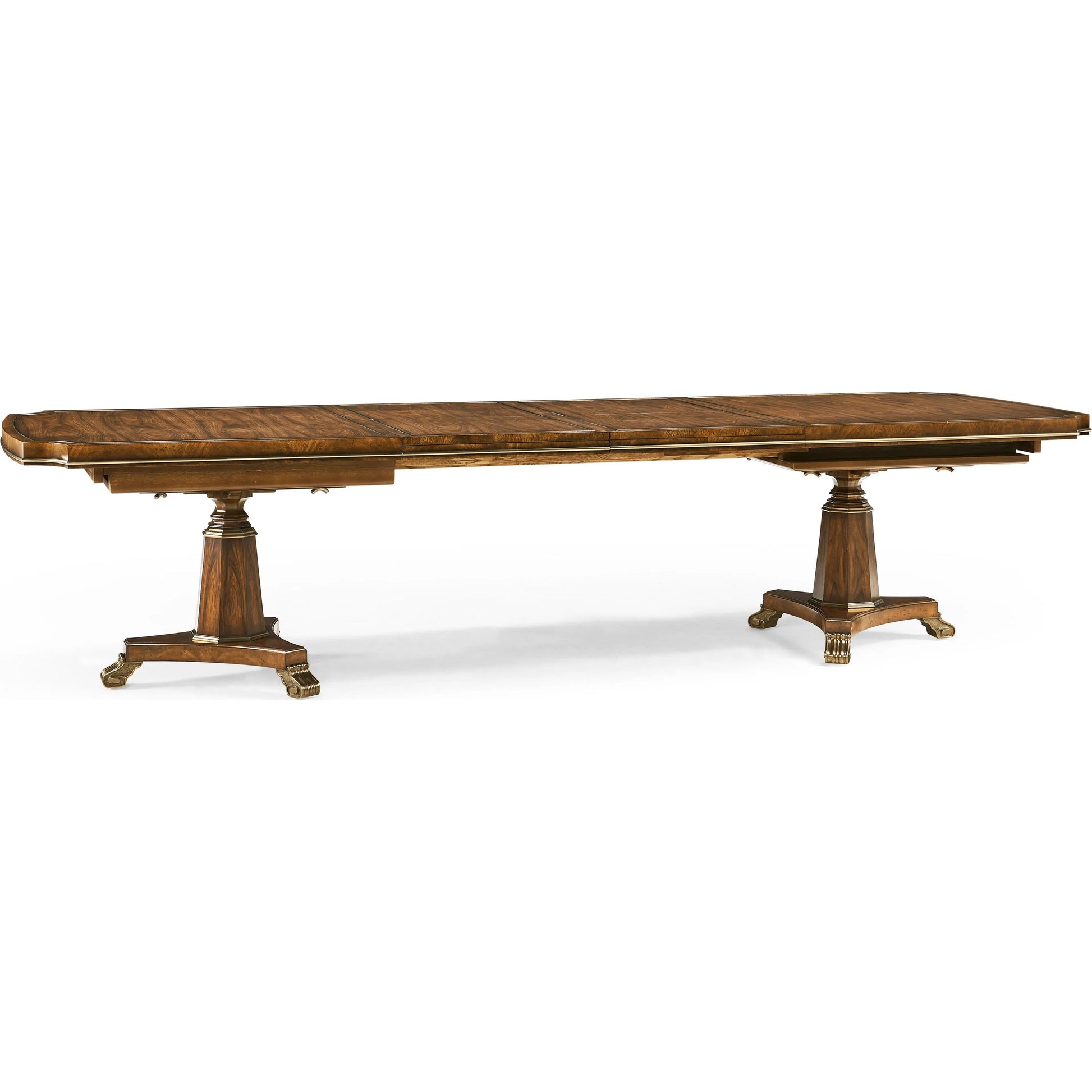 Viceroy Rectangular Dining Table by Jonathan Charles in viceroy brown santos. Made from local mahogany, brass, santos rosewood crown veneer in a traditional style.