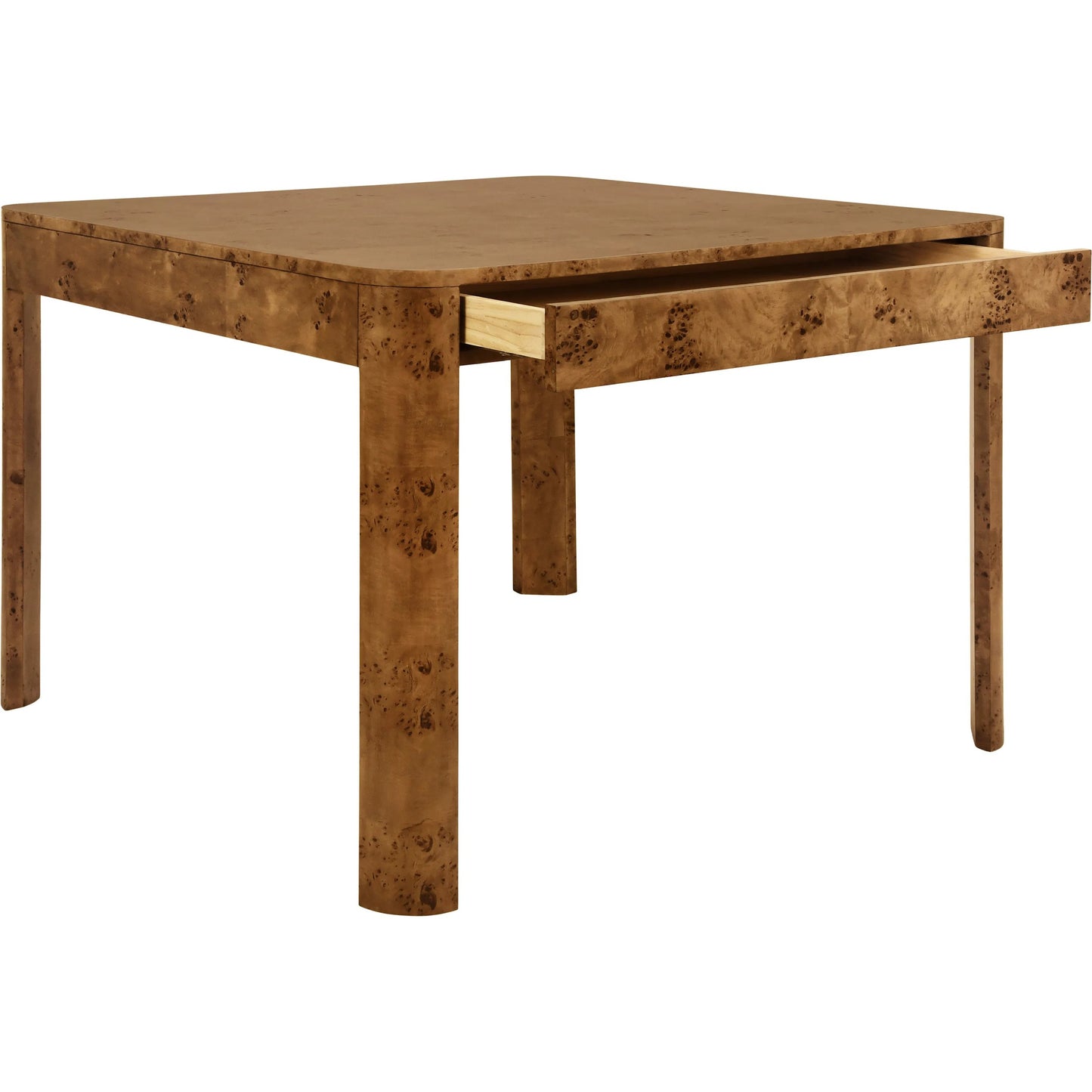 003 SI-2461297 | Additional Silo | Jett Square Two Drawer Curved Corner Game Table by Worlds Away in dark burl. Made from solid wood, mdf in a modern style.