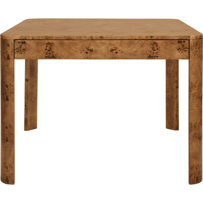 Jett Square Two Drawer Curved Corner Game Table by Worlds Away in dark burl. Made from solid wood, mdf in a modern style.