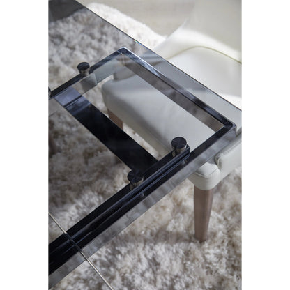 Jett Dining Table by Essentials For Living in natural gray, smoke gray. Made from solid ash, ash veneer, tempered glass in a modern style.