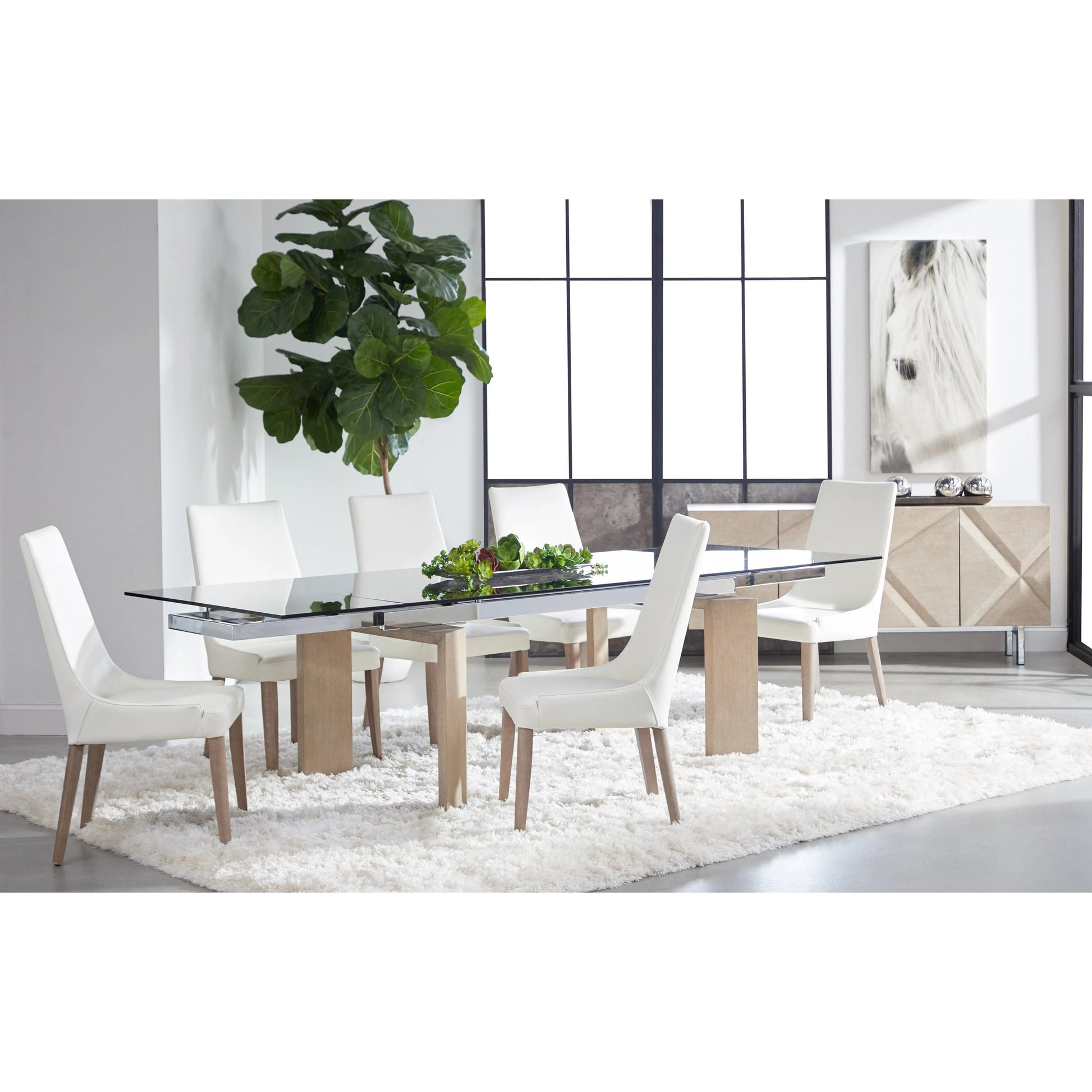 Jett Dining Table by Essentials For Living in natural gray, smoke gray. Made from solid ash, ash veneer, tempered glass in a modern style.