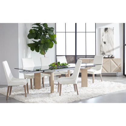 Jett Dining Table by Essentials For Living in natural gray, smoke gray. Made from solid ash, ash veneer, tempered glass in a modern style.
