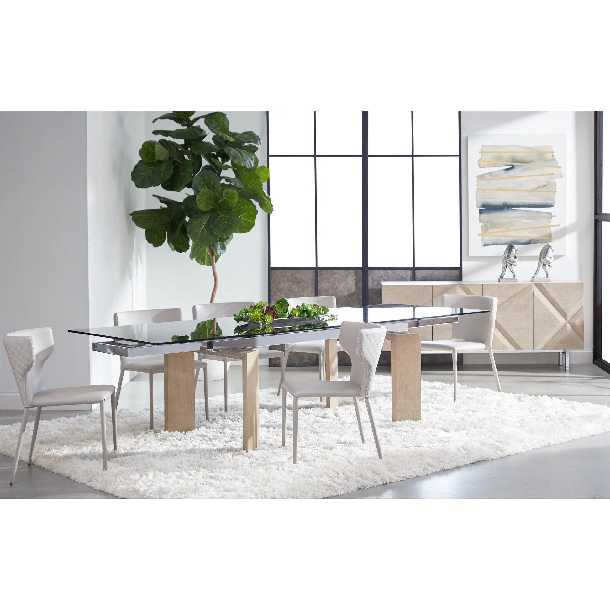 Jett Dining Table by Essentials For Living in natural gray, smoke gray. Made from solid ash, ash veneer, tempered glass in a modern style.