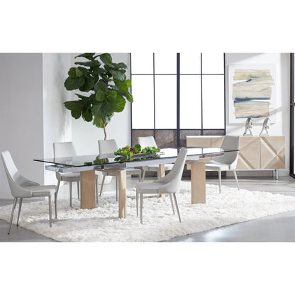 Jett Dining Table by Essentials For Living in natural gray, smoke gray. Made from solid ash, ash veneer, tempered glass in a modern style.